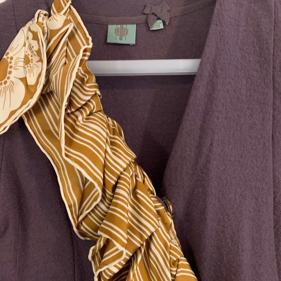 Plum Sweater Jacket with Scarf Detail - Picture 3 of 3